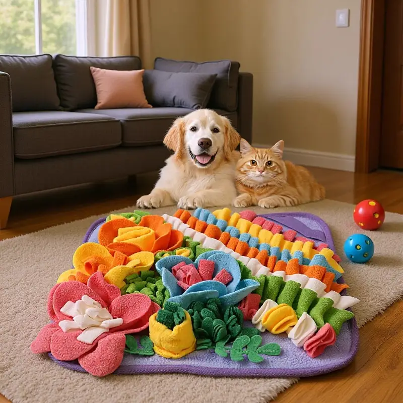 Sniffing Mat for Small Dogs to Hide Treats and Toys, Energy-Consuming Pet Slow Feeder, Food-Dispensing Puzzle Mat, Enrichment for Cats, Sniffing Blanket — feature 6