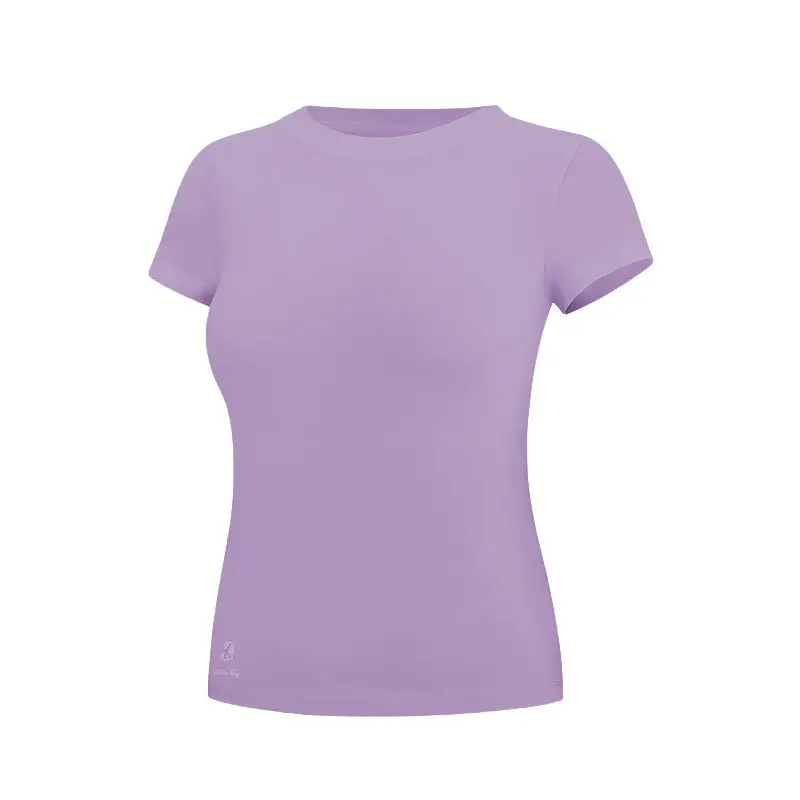 Spring and Summer Round Neck Seamless Label-Free Slim-Fit Quick-Dry Casual Outdoor Sports Fitness Short-Sleeve T-Shirt for Women