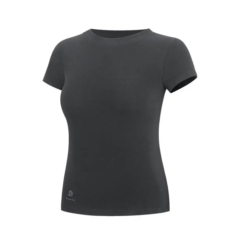 Spring and Summer Round Neck Seamless Label-Free Slim-Fit Quick-Dry Casual Outdoor Sports Fitness Short-Sleeve T-Shirt for Women