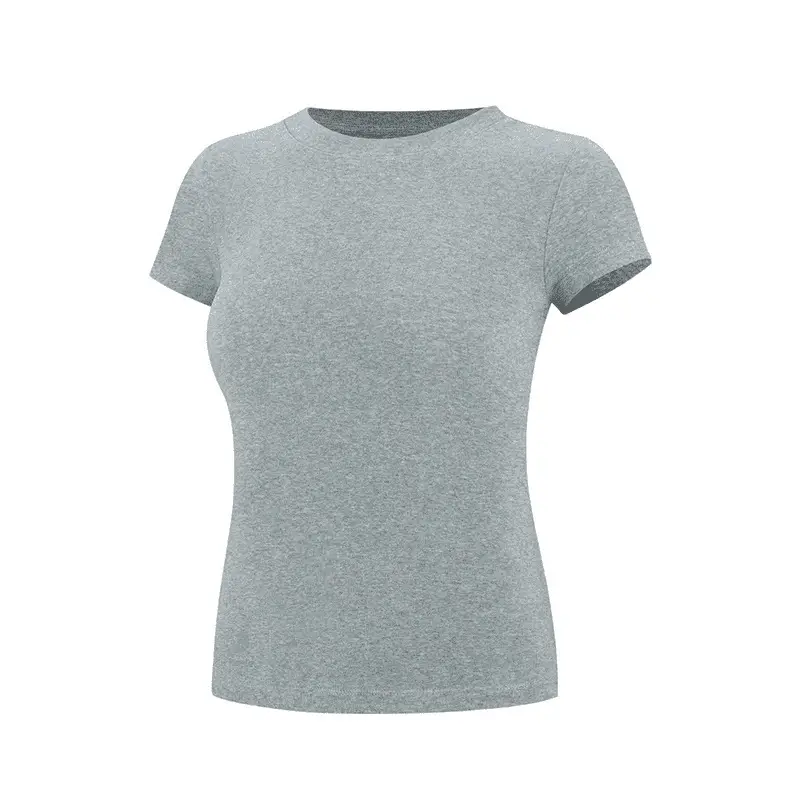 Spring and Summer Round Neck Seamless Label-Free Slim-Fit Quick-Dry Casual Outdoor Sports Fitness Short-Sleeve T-Shirt for Women