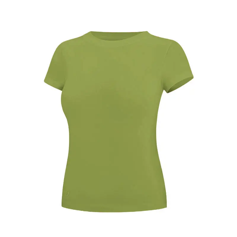 Spring and Summer Round Neck Seamless Label-Free Slim-Fit Quick-Dry Casual Outdoor Sports Fitness Short-Sleeve T-Shirt for Women