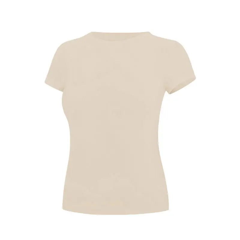 Spring and Summer Round Neck Seamless Label-Free Slim-Fit Quick-Dry Casual Outdoor Sports Fitness Short-Sleeve T-Shirt for Women