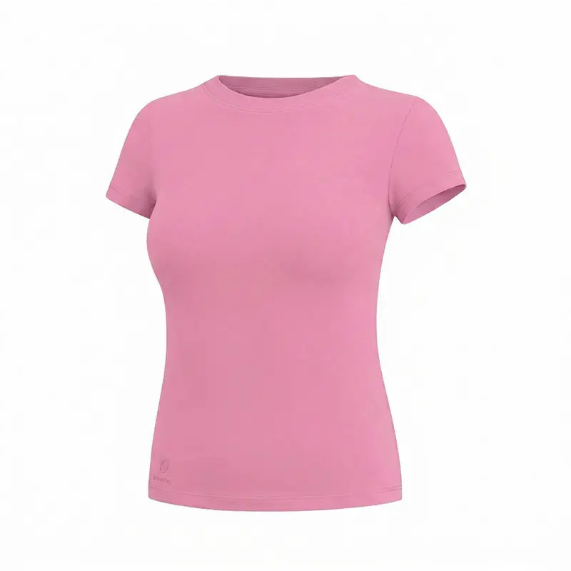 Spring and Summer Round Neck Seamless Label-Free Slim-Fit Quick-Dry Casual Outdoor Sports Fitness Short-Sleeve T-Shirt for Women
