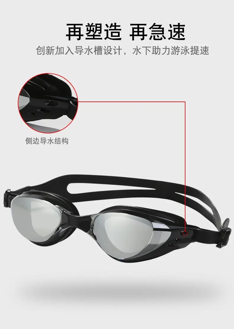Silicone Electroplated High-Definition Waterproof and Anti-Fog Adult High-Definition Men's and Women's Myopia Large-Frame Swimming Goggles Professional Equipment — feature 4