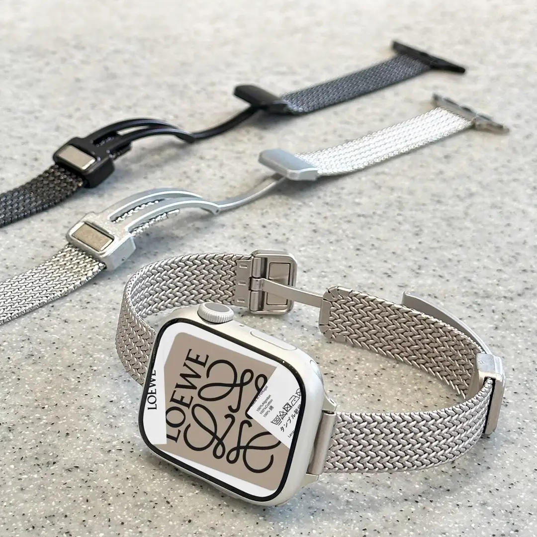 Suitable for Apple Watch Wheat Ear Magnetic Buckle Stainless Steel Apple Watch Strap S10 Advanced Replacement Strap