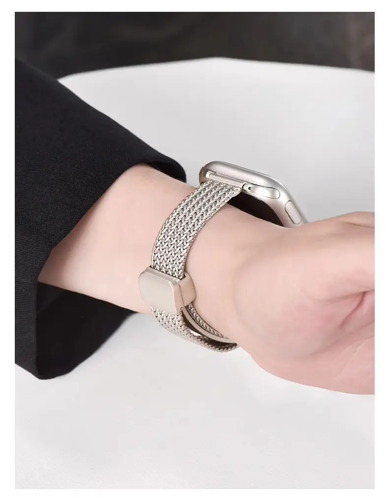 Suitable for Apple Watch Wheat Ear Magnetic Buckle Stainless Steel Apple Watch Strap S10 Advanced Replacement Strap — feature 14