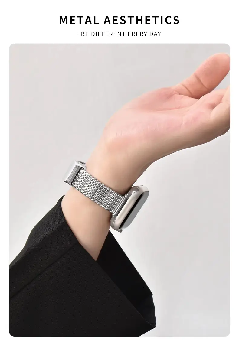 Suitable for Apple Watch Wheat Ear Magnetic Buckle Stainless Steel Apple Watch Strap S10 Advanced Replacement Strap — feature 18