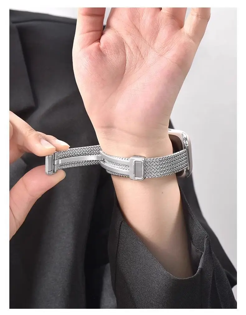 Suitable for Apple Watch Wheat Ear Magnetic Buckle Stainless Steel Apple Watch Strap S10 Advanced Replacement Strap — feature 19