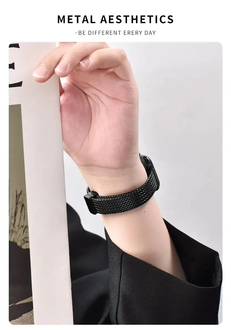 Suitable for Apple Watch Wheat Ear Magnetic Buckle Stainless Steel Apple Watch Strap S10 Advanced Replacement Strap — feature 24