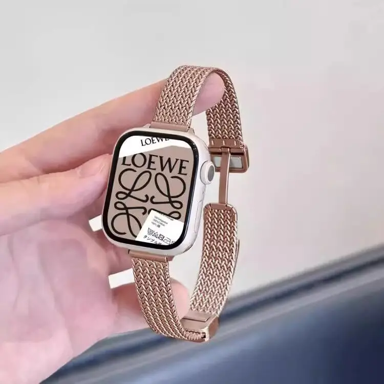 Suitable for Apple Watch Wheat Ear Magnetic Buckle Stainless Steel Apple Watch Strap S10 Advanced Replacement Strap