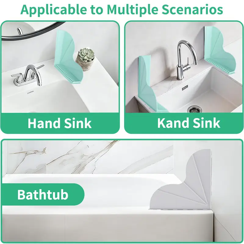 Silicone Bathtub Splash Guard with Suction Cup, Waterproof Shower Sink Splash Guard, Bathroom Splash Shield