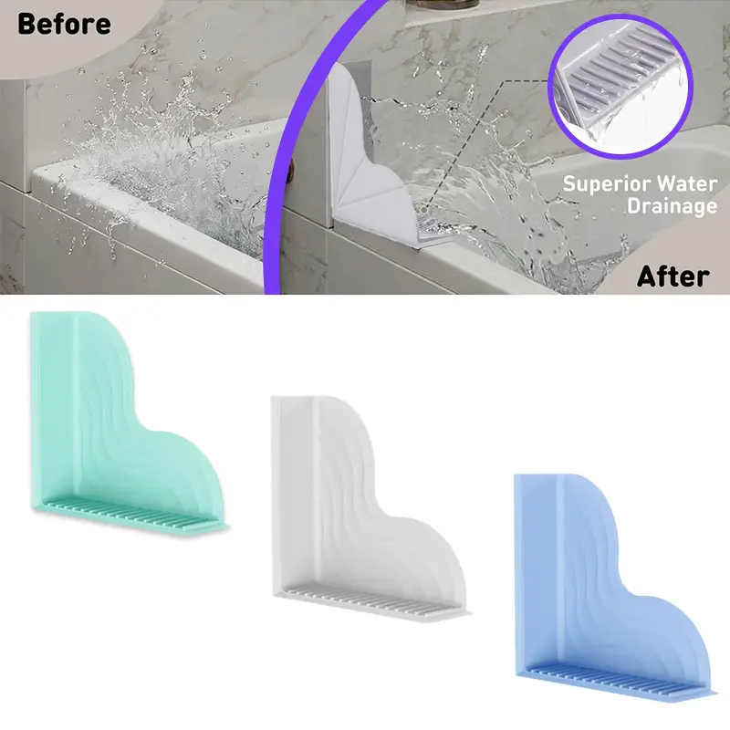 Silicone Bathtub Splash Guard with Suction Cup, Waterproof Shower Sink Splash Guard, Bathroom Splash Shield