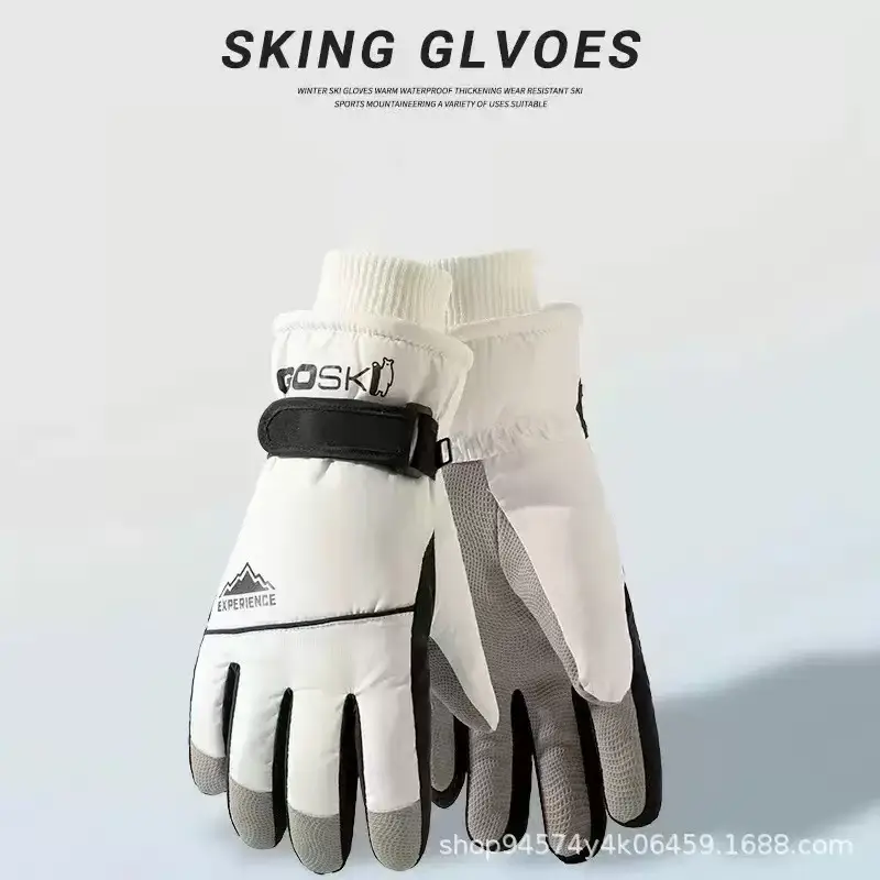 Winter Ski Gloves for Men and Women, Couple Style, Fleece-Lined, Thickened, Cotton-Filled, Warm, Windproof, Water-Resistant, Non-Slip for Cycling and Electric Scooters