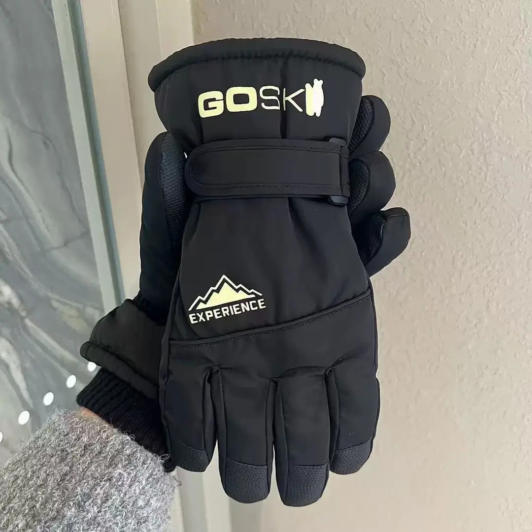 Winter Ski Gloves for Men and Women, Couple Style, Fleece-Lined, Thickened, Cotton-Filled, Warm, Windproof, Water-Resistant, Non-Slip for Cycling and Electric Scooters