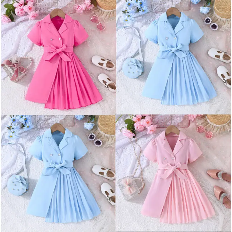 2026 European and American Cross-Border New Fashion Dress with Chiffon Belt, Suit-Style Puff Sleeve Dress Manufacturer