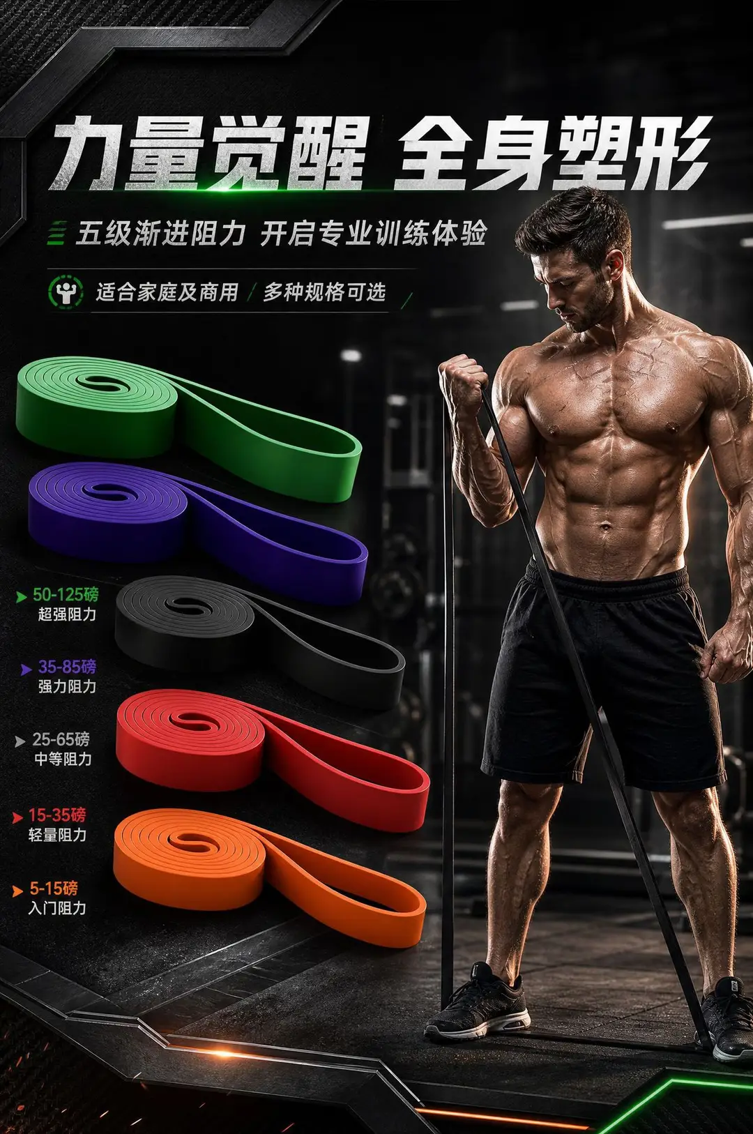 Fitness Resistance Bands for Men, Strength Training Elastic Bands, Pull-Up Assist Bands for Chest Muscle Training — feature 4