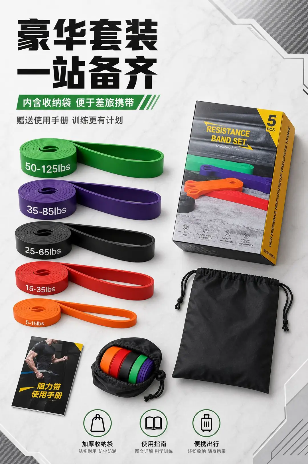 Fitness Resistance Bands for Men, Strength Training Elastic Bands, Pull-Up Assist Bands for Chest Muscle Training — feature 8