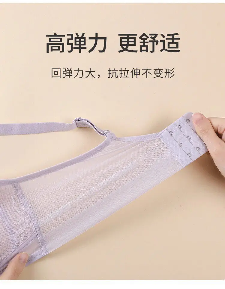 Wire-Free Rabbit Ear Style Ultra-Thin Lace Bra with Mesh Fabric, Silk Petals Cups, and a Natural Feel for Women — feature 16