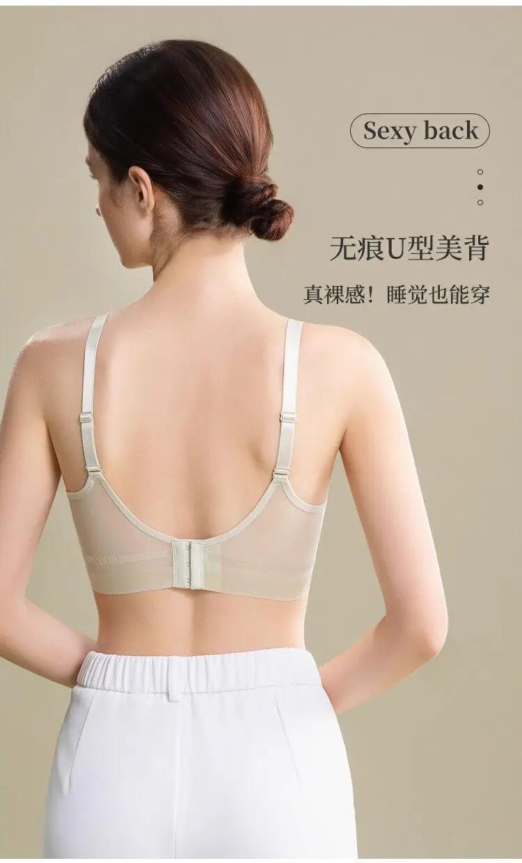 Wire-Free Rabbit Ear Style Ultra-Thin Lace Bra with Mesh Fabric, Silk Petals Cups, and a Natural Feel for Women — feature 6