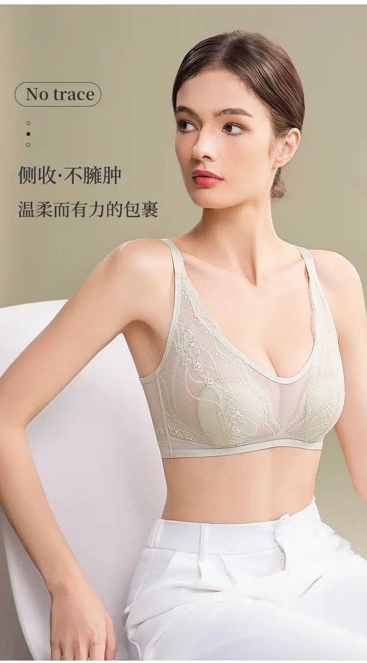 Wire-Free Rabbit Ear Style Ultra-Thin Lace Bra with Mesh Fabric, Silk Petals Cups, and a Natural Feel for Women — feature 7