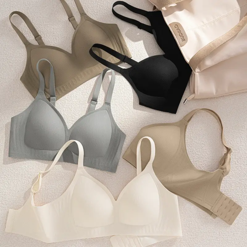 Soft, Lightweight, Seamless Jelly Strip Soft Support Bra for Women with Large Busts, Minimizing Appearance, Gathering and Anti-Sagging, Comfortable Bra