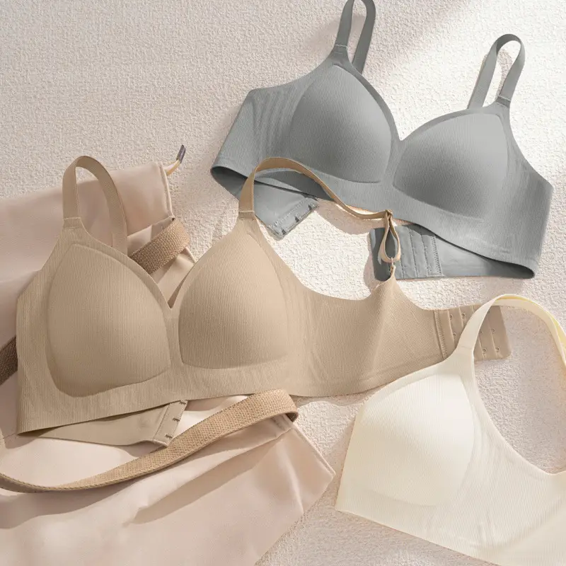 Soft, Lightweight, Seamless Jelly Strip Soft Support Bra for Women with Large Busts, Minimizing Appearance, Gathering and Anti-Sagging, Comfortable Bra