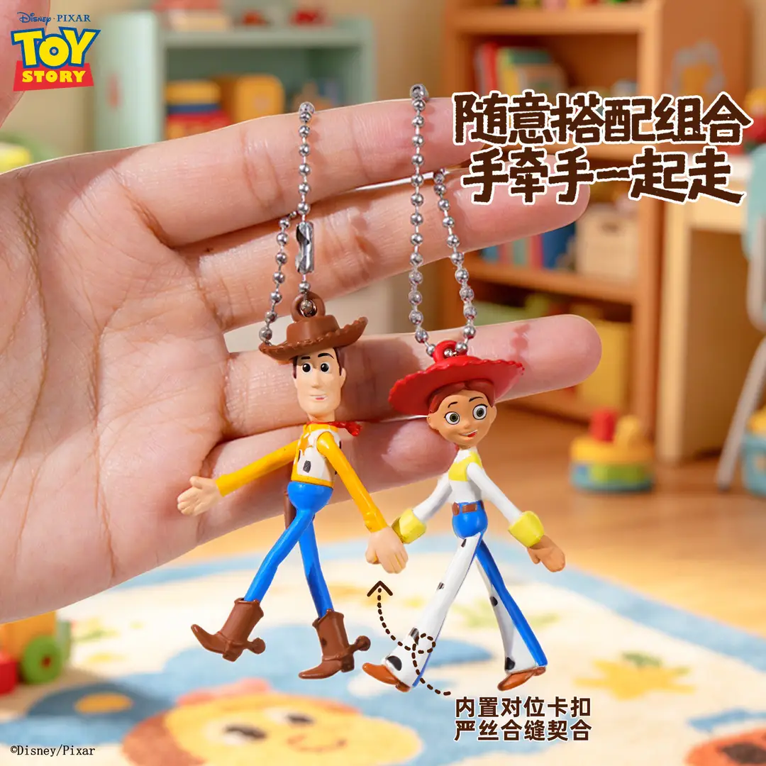 Authentic Toy Story Hand-In-Hand Keychain Buzz Lightyear Strawberry Bear Keychain Phone Chain Accessory Backpack Charm - Image 4