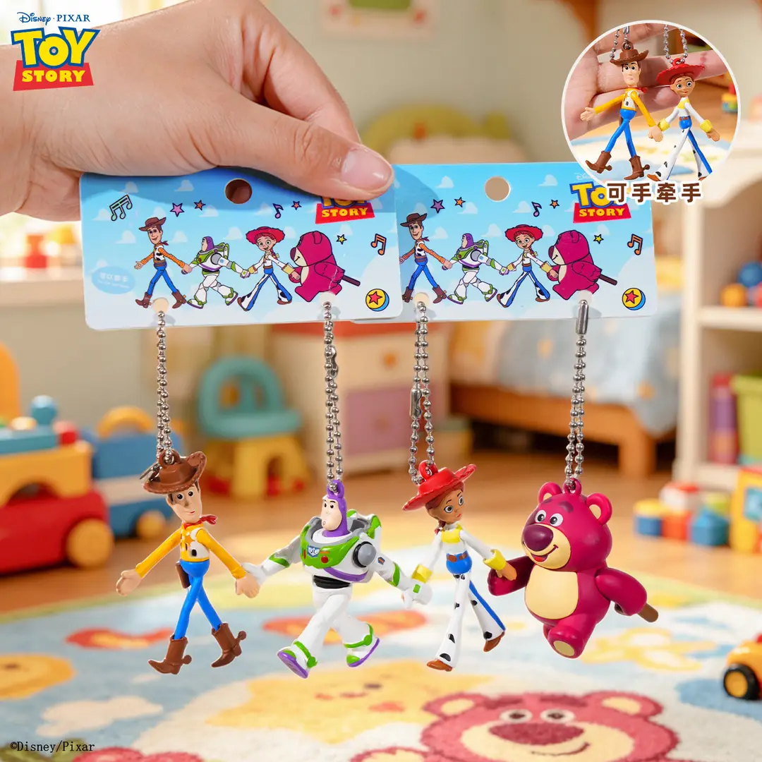 Authentic Toy Story Hand-In-Hand Keychain Buzz Lightyear Strawberry Bear Keychain Phone Chain Accessory Backpack Charm - Image 5