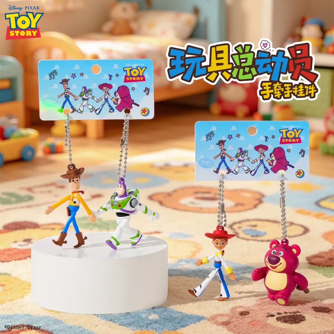 Authentic Toy Story Hand-In-Hand Keychain Buzz Lightyear Strawberry Bear Keychain Phone Chain Accessory Backpack Charm - Image 6