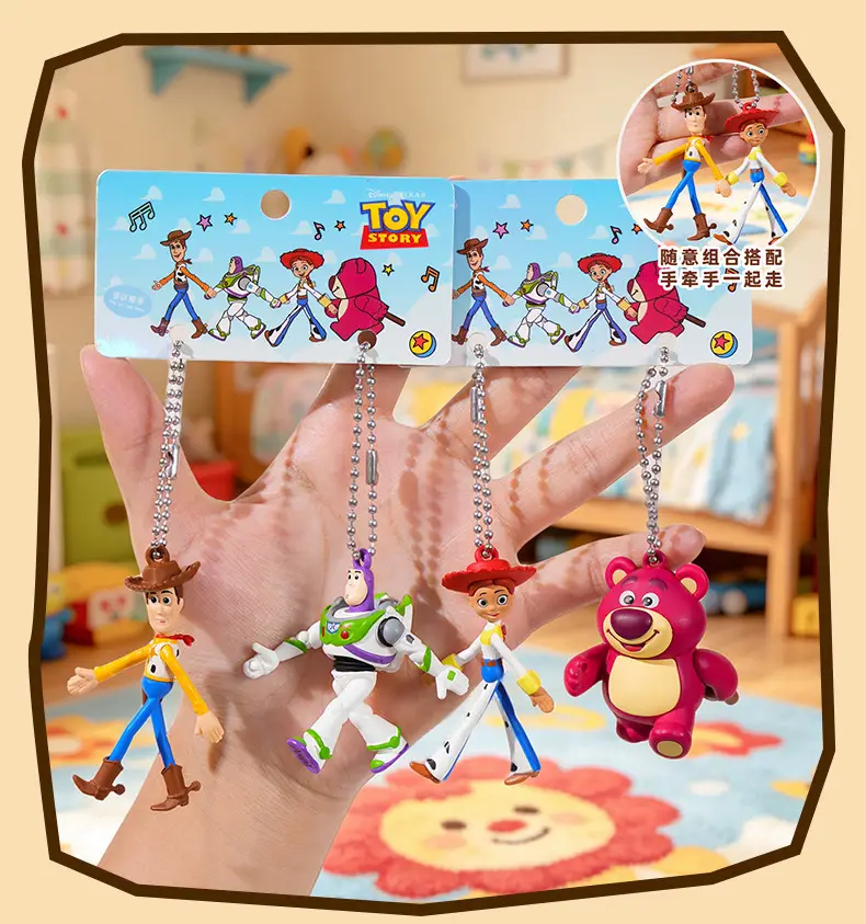 Authentic Toy Story Hand-In-Hand Keychain Buzz Lightyear Strawberry Bear Keychain Phone Chain Accessory Backpack Charm — feature 11