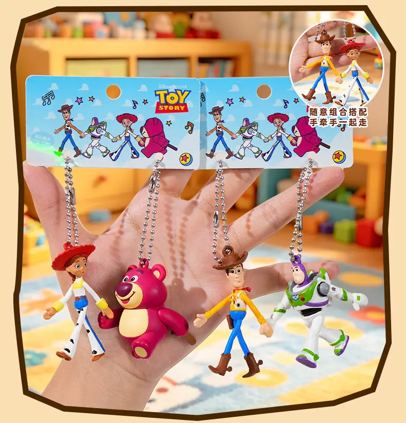Authentic Toy Story Hand-In-Hand Keychain Buzz Lightyear Strawberry Bear Keychain Phone Chain Accessory Backpack Charm — feature 12