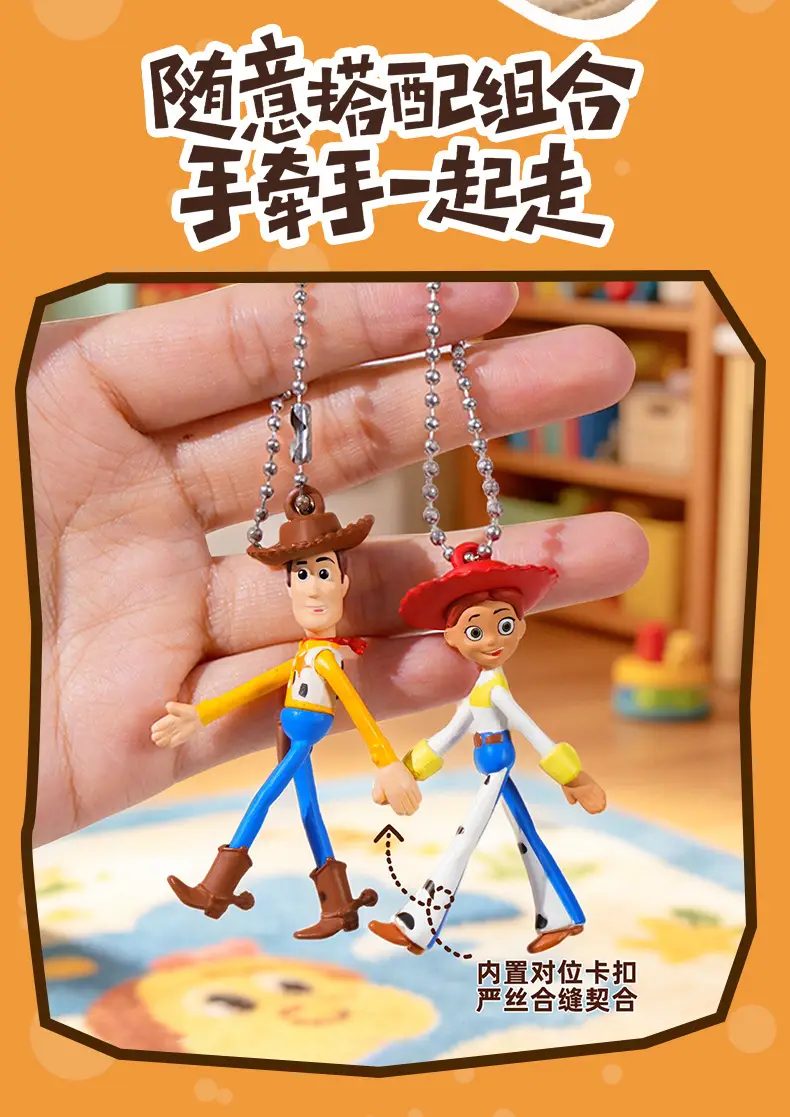 Authentic Toy Story Hand-In-Hand Keychain Buzz Lightyear Strawberry Bear Keychain Phone Chain Accessory Backpack Charm — feature 5