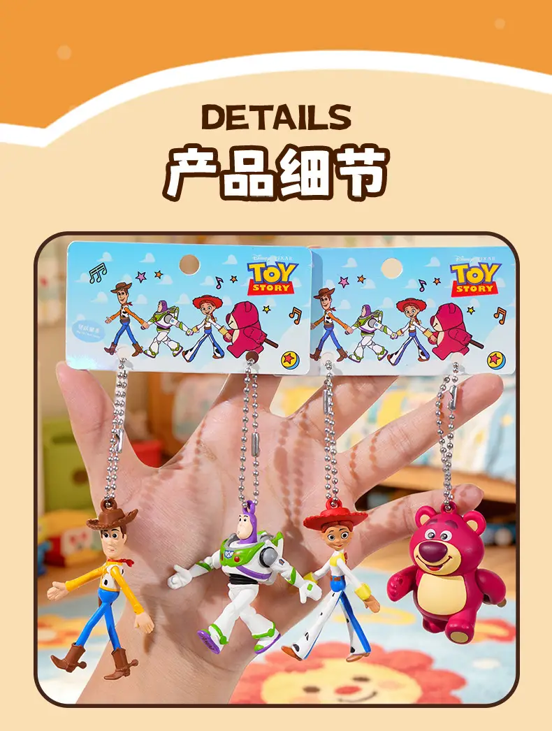 Authentic Toy Story Hand-In-Hand Keychain Buzz Lightyear Strawberry Bear Keychain Phone Chain Accessory Backpack Charm — feature 9