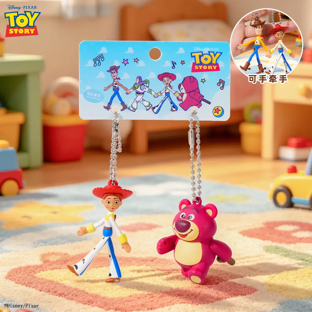 Authentic Toy Story Hand-In-Hand Keychain Buzz Lightyear Strawberry Bear Keychain Phone Chain Accessory Backpack Charm - Image 2