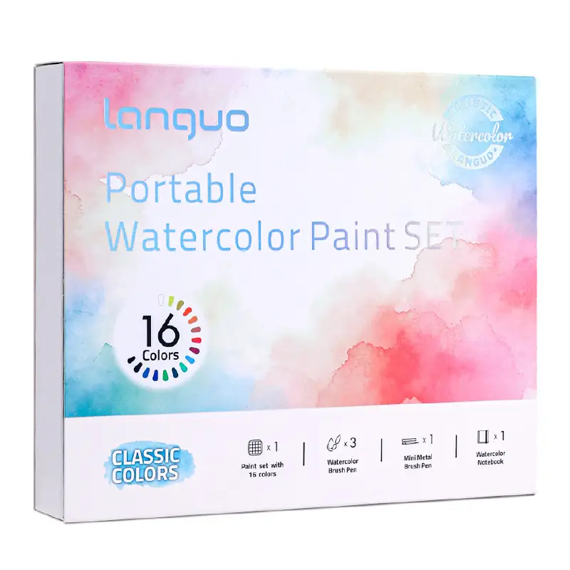 Cross-Border Blue Fruit Solid Watercolor Set with Rich Colors, Mini Paint Box, Portable Painting Tools for Beginners and Travel