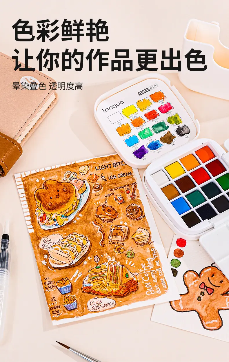 Cross-Border Blue Fruit Solid Watercolor Set with Rich Colors, Mini Paint Box, Portable Painting Tools for Beginners and Travel — feature 7