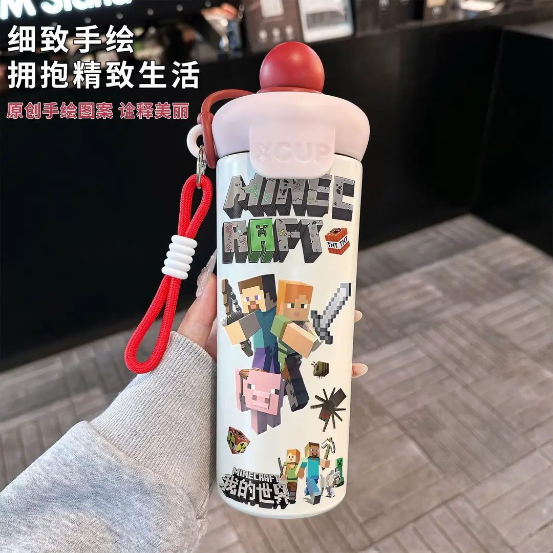Fq Minecraft Insulated Cup Pixel Man 316 Stainless Steel Straw Water Cup Portable Large Capacity Student Male — feature 6