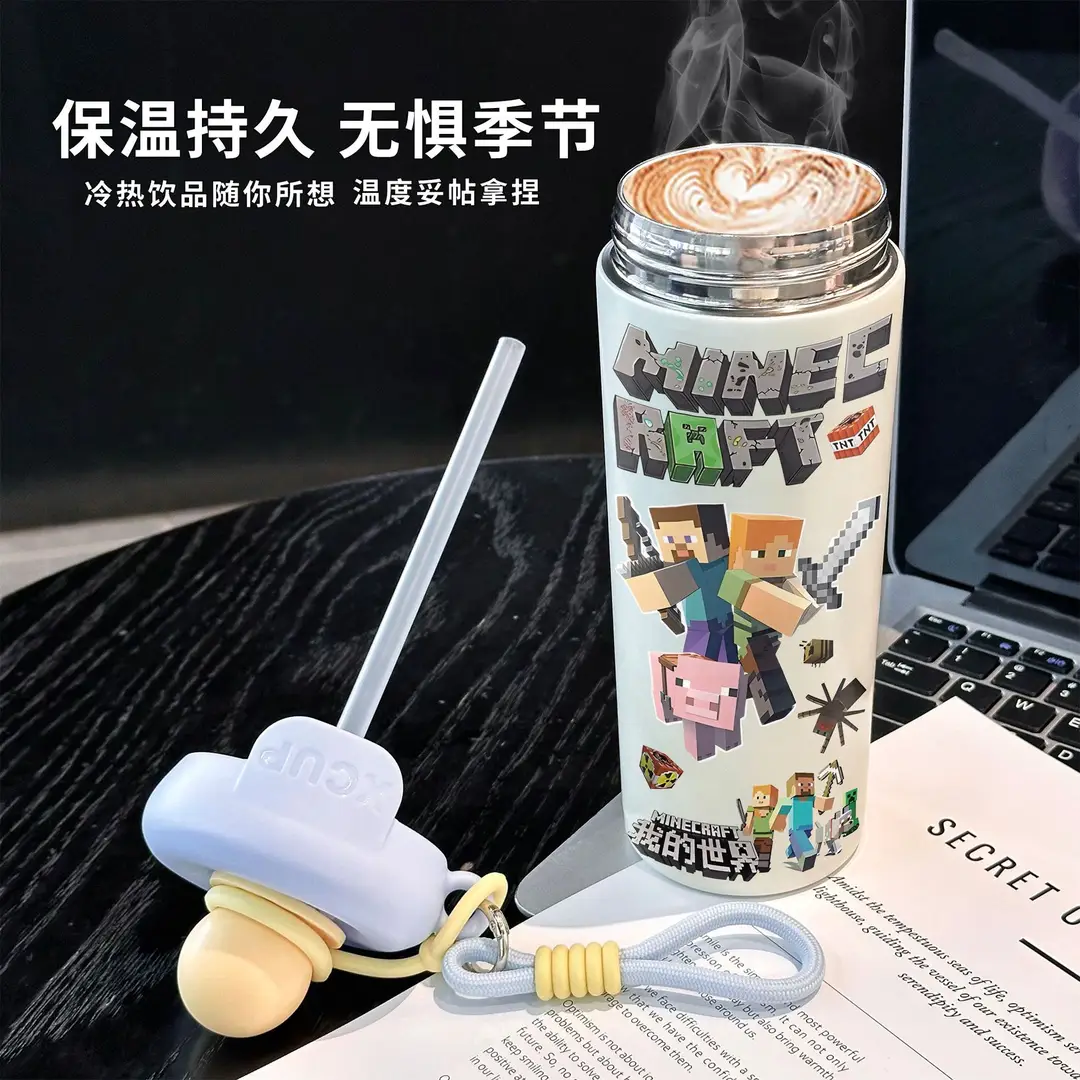 Fq Minecraft Insulated Cup Pixel Man 316 Stainless Steel Straw Water Cup Portable Large Capacity Student Male — feature 7