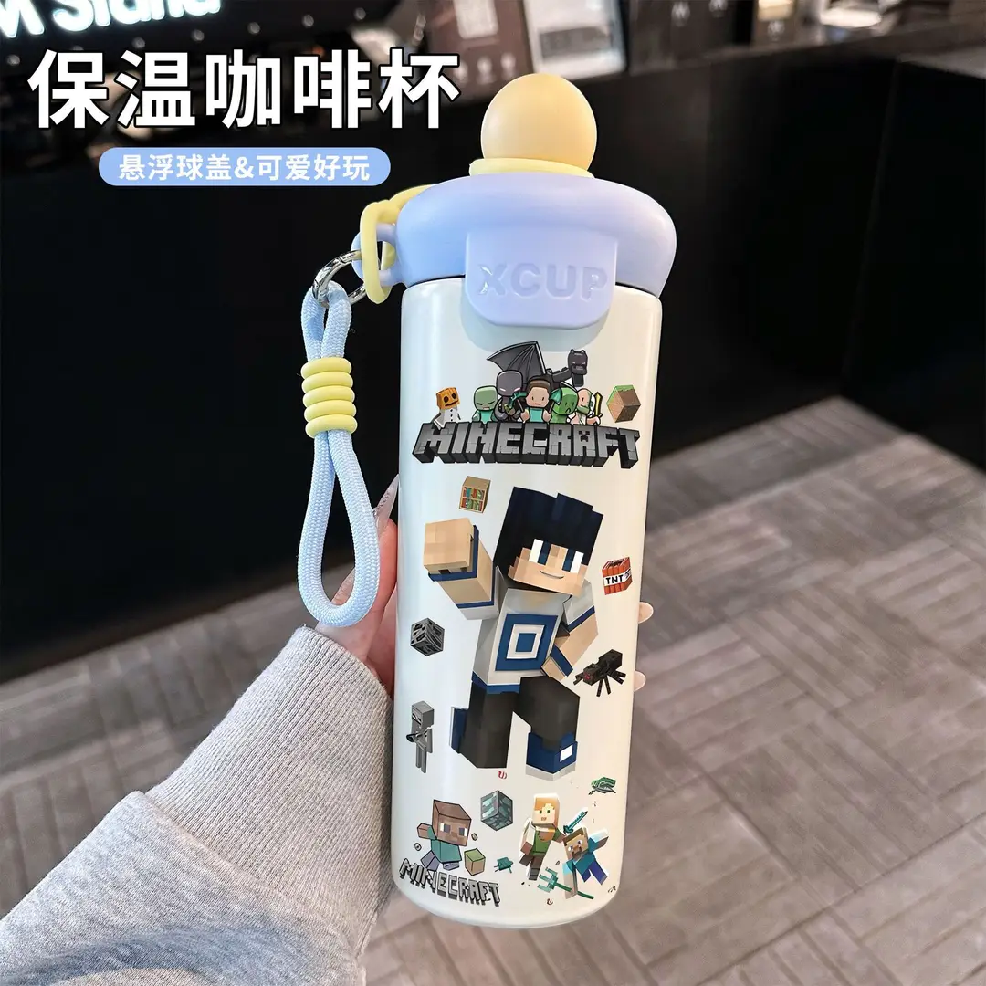 Fq Minecraft Insulated Cup Pixel Man 316 Stainless Steel Straw Water Cup Portable Large Capacity Student Male