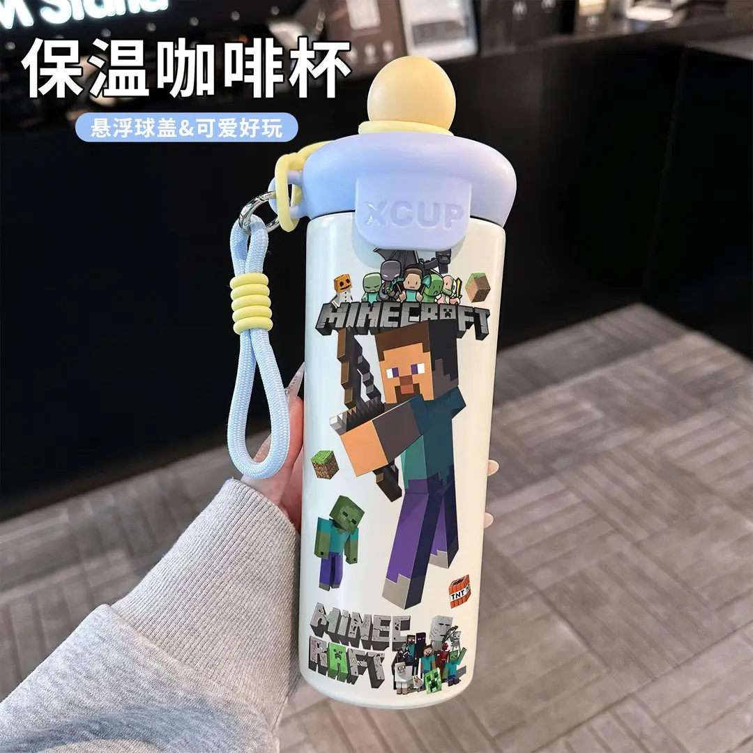 Fq Minecraft Insulated Cup Pixel Man 316 Stainless Steel Straw Water Cup Portable Large Capacity Student Male