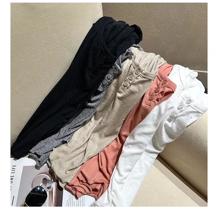French-Style Chic U-Neck Ruffled Button Short-Sleeve T-Shirt for Women, Summer 2026 New Design, Unique Top — feature 15