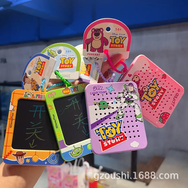 New Cartoon Merchandise: Authentic Toy Story Three-Eyed Alien Magnetic Doodle Board Keychain, Backpack and Car Pendant