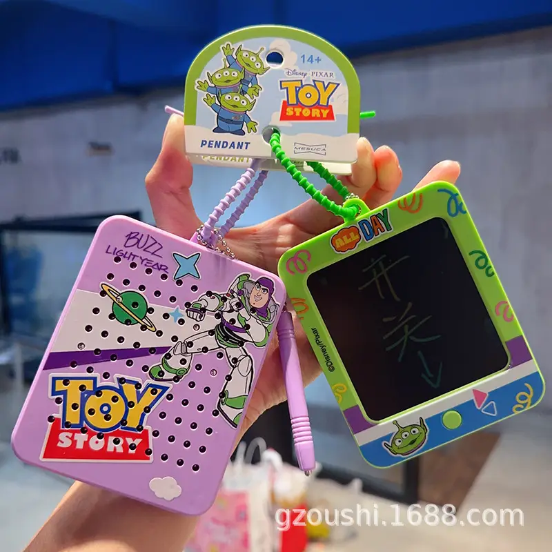 New Cartoon Merchandise: Authentic Toy Story Three-Eyed Alien Magnetic Doodle Board Keychain, Backpack and Car Pendant