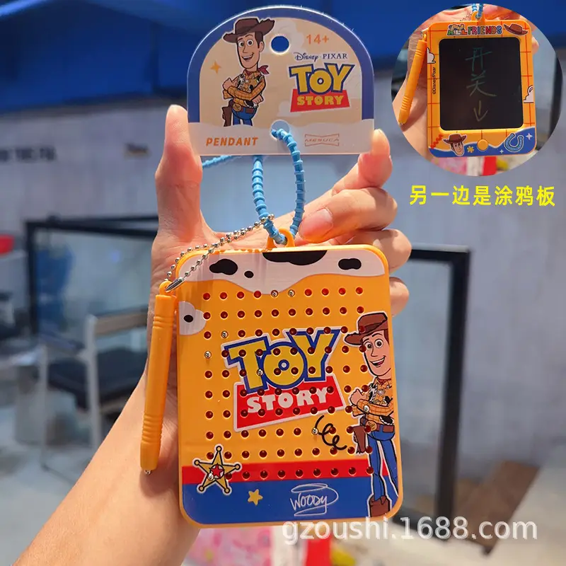 New Cartoon Merchandise: Authentic Toy Story Three-Eyed Alien Magnetic Doodle Board Keychain, Backpack and Car Pendant