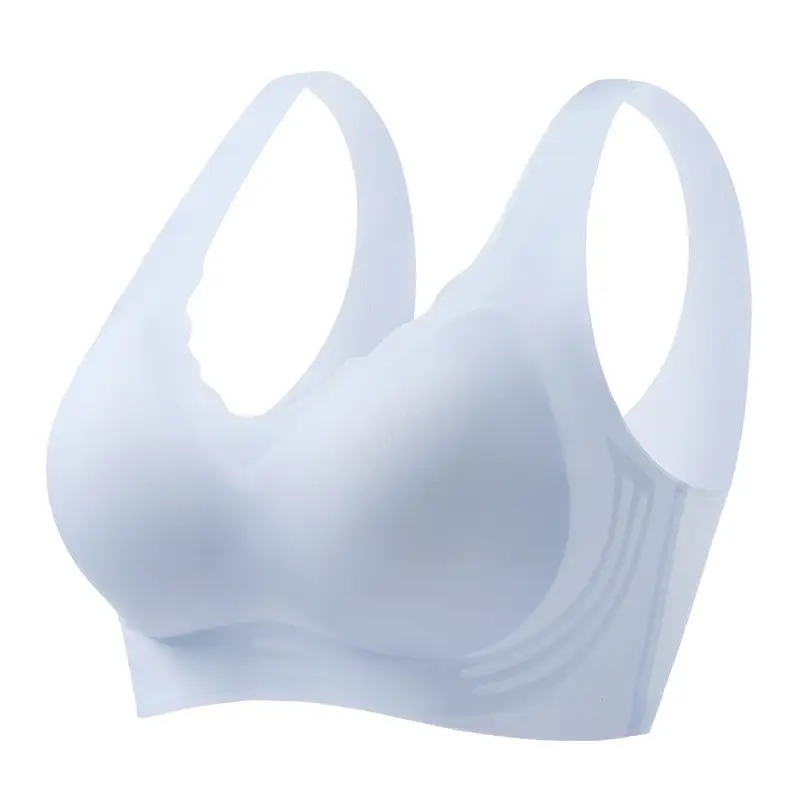 Summer Cool Seamless Underwear for Women, Ice Silk Ultra-Thin Push-Up Semi-Fixed Cup Wireless Vest-Style Bra with Beautiful Back Design