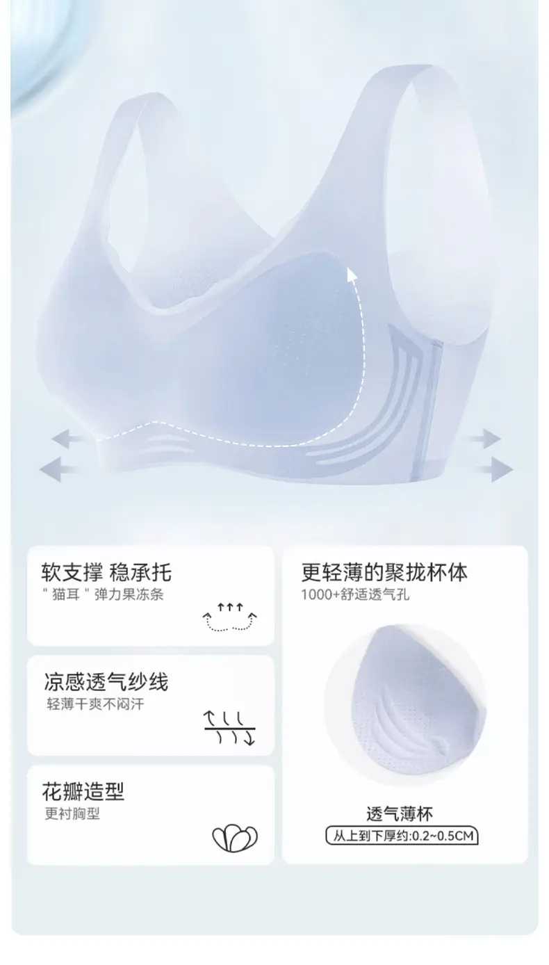 Summer Cool Seamless Underwear for Women, Ice Silk Ultra-Thin Push-Up Semi-Fixed Cup Wireless Vest-Style Bra with Beautiful Back Design — feature 4