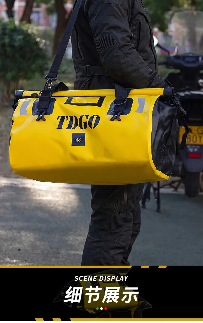 Motorcycle rear seat bag, helmet bag, rear luggage bag, storage bag, waterproof travel shoulder bag, riding pannier bag — feature 17