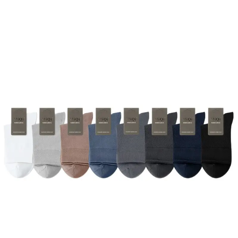 100% Cotton Men's Pure Cotton Summer Thin Mesh Breathable Mid-Calf Socks, Antibacterial, Seamless, Anti-Pilling Business Long Socks