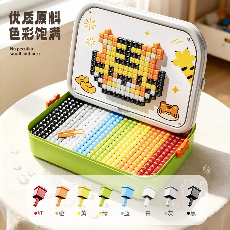 3D Mushroom-Shaped Peg Puzzle Cross-Border Children's DIY Puzzle Storage Box Insertable Educational Early Learning Assembly Toy Wholesale