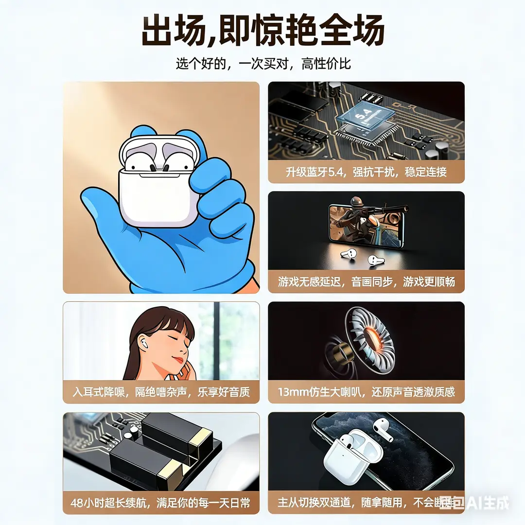 True Wireless Bluetooth Earphones for Sports, Men and Women, 2026 New Model, Huaqiangbei Pro4, Physical Noise Reduction, Long Battery Life - Image 3